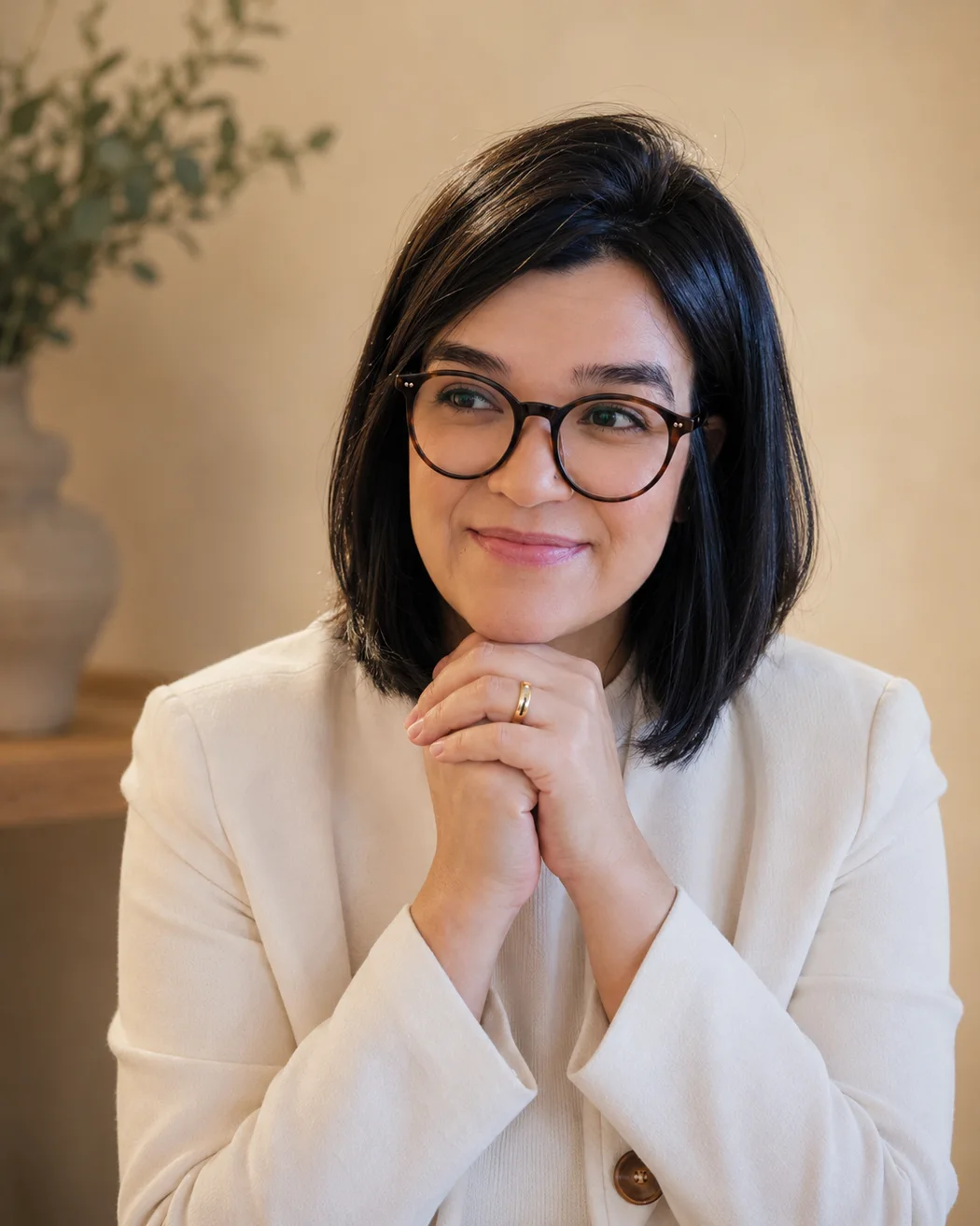 Retrato de Ariane Pereira em ambiente de atendimento